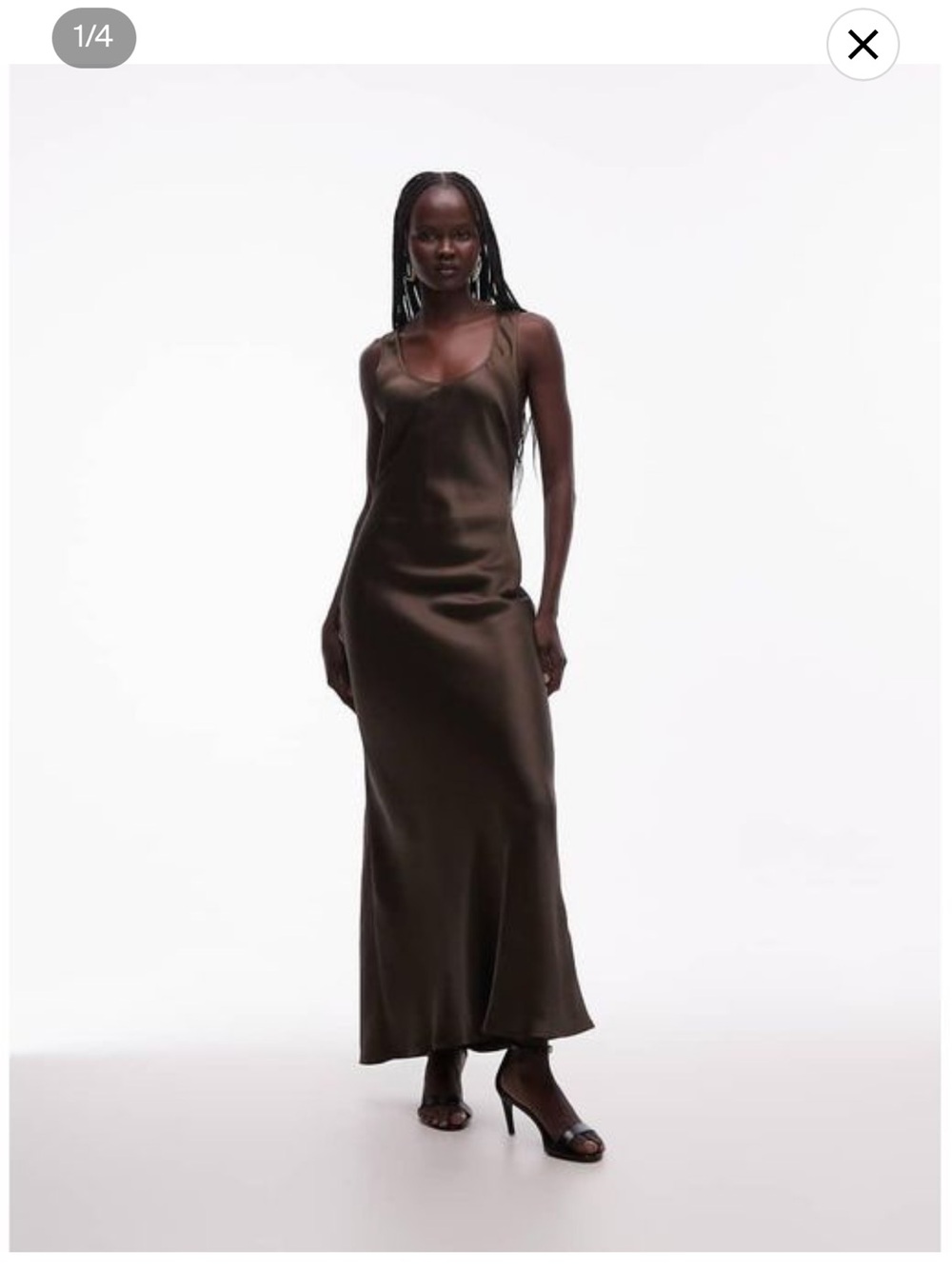 ASOS Dark Brown Satin Maxi Slip Dress
